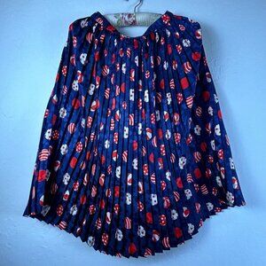 Da-Rue of California Women's 12P Blue Candy Printed Electric Pleated Round Skirt